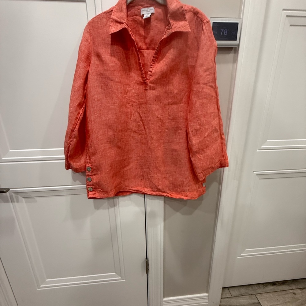 Antibes Blanc Elegant‎ Coral 100% Linen Tunic for Women